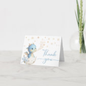 Dragon Baby Shower Boy Blue Folded Thank You Card Dankeskarte (Vorderseite)