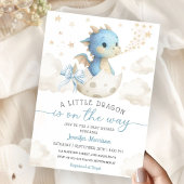 Dragon Baby Shower Boy Blue Hatching Soon Einladung