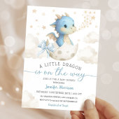 Dragon Baby Shower Boy Blue Hatching Soon Einladung