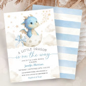 Dragon Baby Shower Boy Blue Hatching Soon Einladung