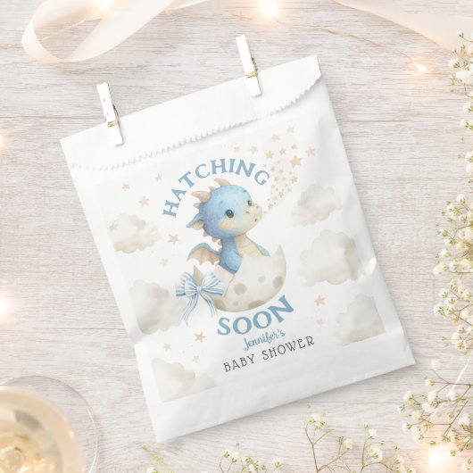 Dragon Baby Shower Boy Blue Hatching Soon Geschenktütchen (Ausgeschnitten)