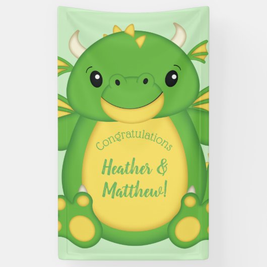Dragon Baby Shower Green Banner (Vertikal)