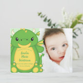 Dragon Baby Shower Green Einladung (Stehend Vorderseite)