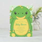 Dragon Baby Shower Green Einladung (Stehend Vorderseite)