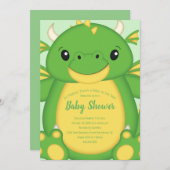 Dragon Baby Shower Green Einladung (Vorne/Hinten)