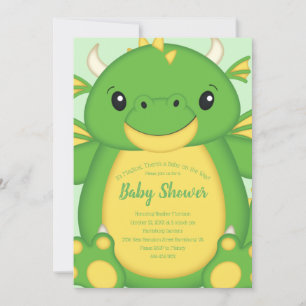 Dragon Baby Shower Green Einladung
