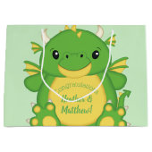 Dragon Baby Shower Green Große Geschenktüte (Vorderseite)