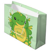 Dragon Baby Shower Green Große Geschenktüte (Vorderseite Schrägansicht)