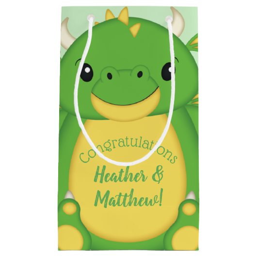 Dragon Baby Shower Green Kleine Geschenktüte (Vorderseite)