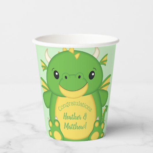 Dragon Baby Shower Green Pappbecher (Vorderseite)