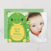 Dragon Baby Shower Green Postkarte (Vorne/Hinten)