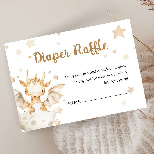 Dragon Baby Shower Niedlich Boho Diaper Raffle Begleitkarte