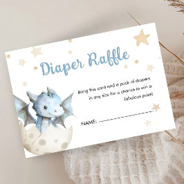 Dragon Baby Shower Niedlich Boy Blue Diaper Raffle Begleitkarte