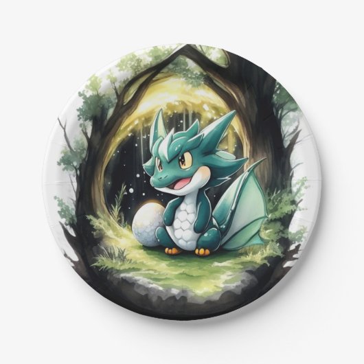 Dragon Baby Shower Pappteller (Vorderseite)