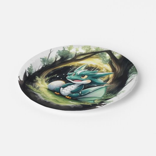 Dragon Baby Shower Pappteller (Schrägansicht)