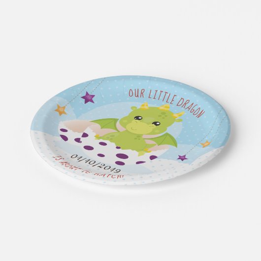 Dragon Baby Shower Pappteller (Schrägansicht)