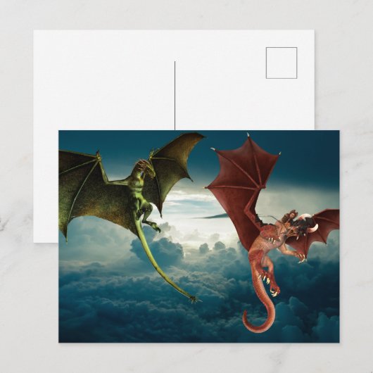 Dragon Battle Fantasy Postkarte (Vorne/Hinten)