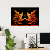 Dragon Battle Fraktal Art Poster (Heimbüro)