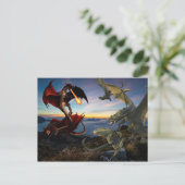 Dragon Battle Red Vs Green Fight Fantasy Postkarte (Stehend Vorderseite)