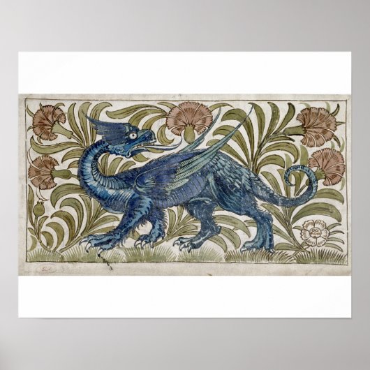 "Dragon"-Bauart für eine Fliese (w/c auf Papier) Poster (Vorne)