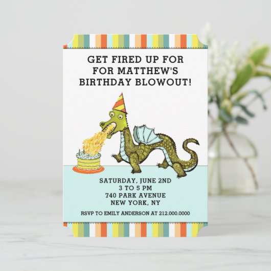 Dragon Birthday Einladung (Stehend Vorderseite)