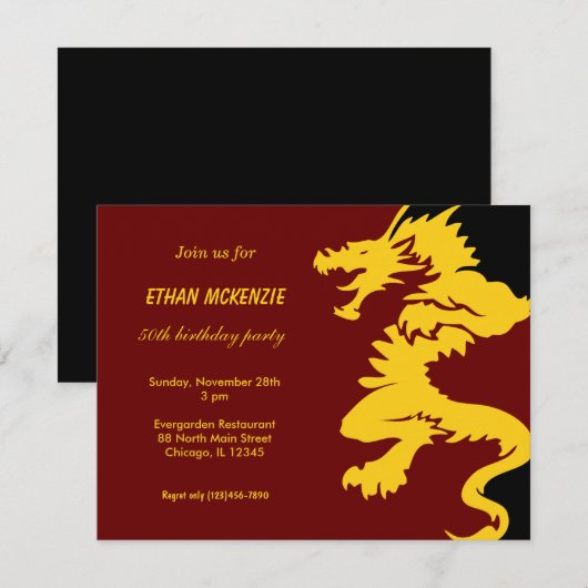 Dragon Birthday Einladung (Vorne/Hinten)