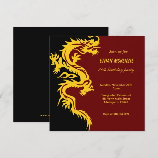 Dragon Birthday Einladung (Vorne/Hinten)