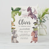 Dragon Birthday Einladung ・ Dragons Watercolor (Stehend Vorderseite)