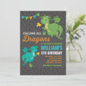 Dragon Birthday Einladung Ritter & Dragons Party (Stehend Vorderseite)