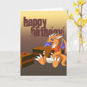 Dragon Birthday mit Schokolade Cake Grußkarte Karte (Gelbe Blume)