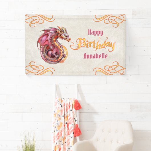 Dragon Birthday Party Banner (Insitu)
