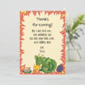 Dragon Birthday Party Danke Karte (Stehend Vorderseite)