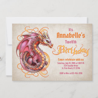Dragon Birthday Party Einladung