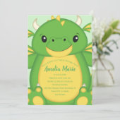 Dragon Birthday Party Green Einladung (Stehend Vorderseite)