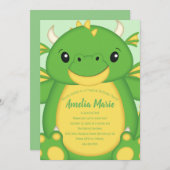 Dragon Birthday Party Green Einladung (Vorne/Hinten)