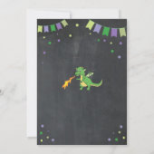 Dragon Birthday Party laden Boys Girls Fire Green  Einladung (Rückseite)