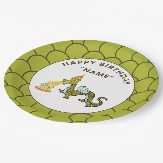 Dragon Birthday Party Pappteller (Schrägansicht)