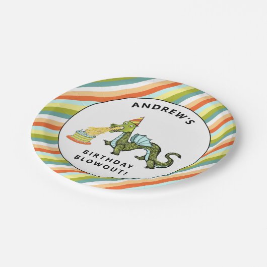 Dragon Birthday Party Pappteller (Schrägansicht)