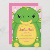 Dragon Birthday Party Pink Einladung (Vorne/Hinten)