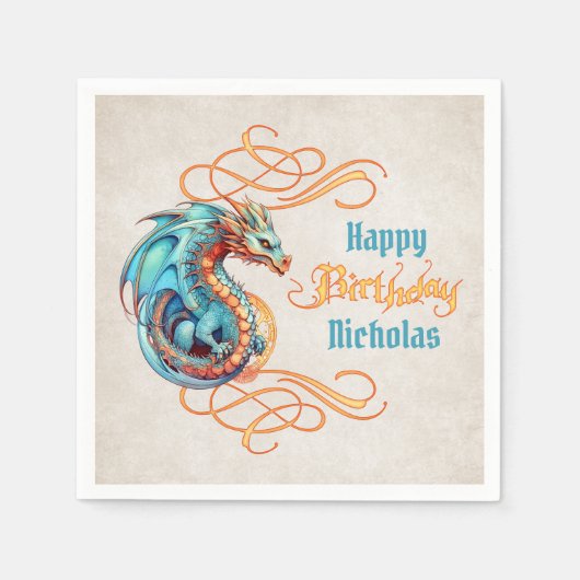 Dragon Birthday Party Serviette (Vorderseite)