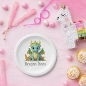 Dragon bites Green Blue Baby Dragon Paper Plate Pappteller (Party)