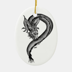 Dragon black and white Design Keramikornament