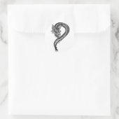 Dragon black and white Design Runder Aufkleber (Tasche)