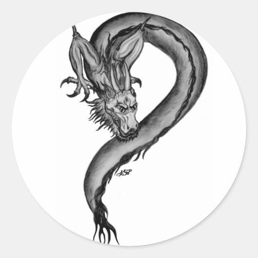 Dragon black and white Design Runder Aufkleber (Vorderseite)