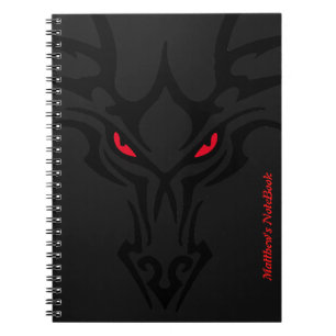 Dragon Black Dark Beängstigend Red Glowing Eyes N Notizblock