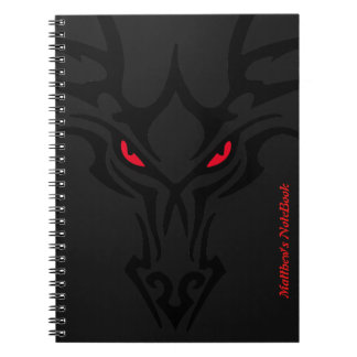 Dragon Black Dark Beängstigend Red Glows Eyes Name Notizblock
