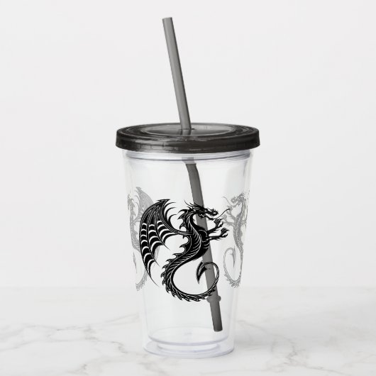 Dragon Black Shape Tattoo Style Acryltrinkbecher (Links)