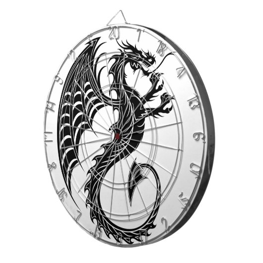 Dragon Black Shape Tattoo Style Dartscheibe (Vorderseite rechts)