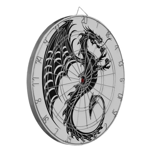 Dragon Black Shape Tattoo Style Dartscheibe (Vorderseite Links)