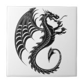 Dragon Black Shape Tattoo Style Fliese (Vorderseite)